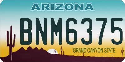 AZ license plate BNM6375