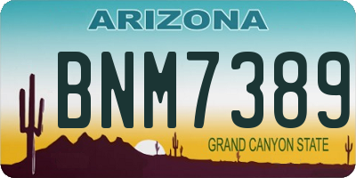 AZ license plate BNM7389