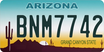 AZ license plate BNM7742