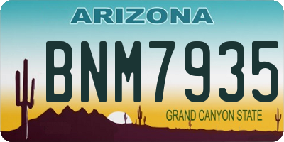 AZ license plate BNM7935