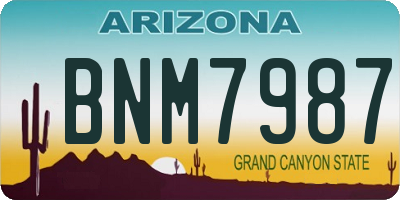AZ license plate BNM7987