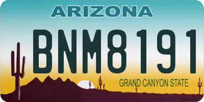 AZ license plate BNM8191
