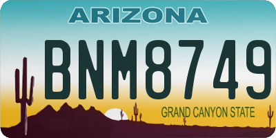 AZ license plate BNM8749