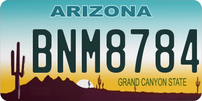 AZ license plate BNM8784