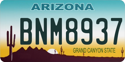AZ license plate BNM8937