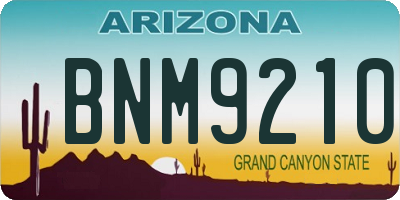 AZ license plate BNM9210