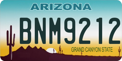 AZ license plate BNM9212