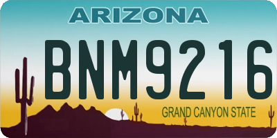 AZ license plate BNM9216