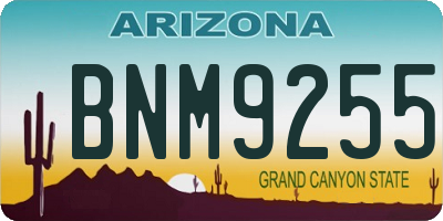 AZ license plate BNM9255