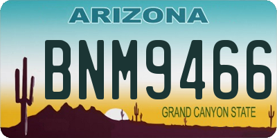 AZ license plate BNM9466