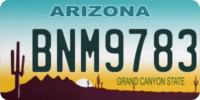 AZ license plate BNM9783