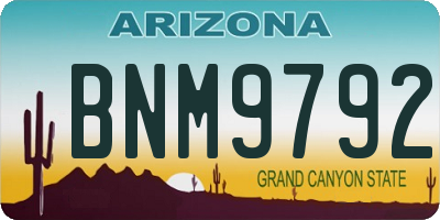 AZ license plate BNM9792