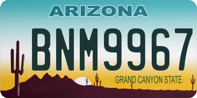 AZ license plate BNM9967