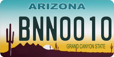 AZ license plate BNN0010