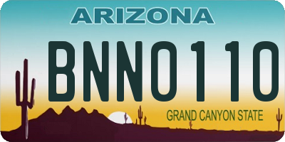 AZ license plate BNN0110