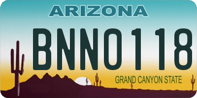 AZ license plate BNN0118