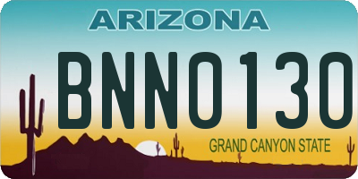 AZ license plate BNN0130