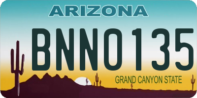 AZ license plate BNN0135