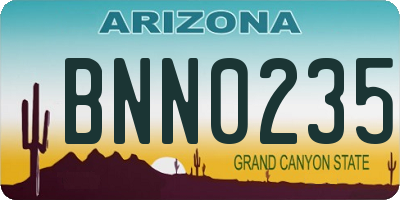 AZ license plate BNN0235
