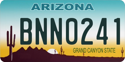 AZ license plate BNN0241