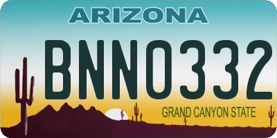 AZ license plate BNN0332