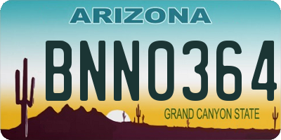 AZ license plate BNN0364