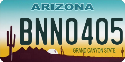 AZ license plate BNN0405