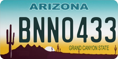 AZ license plate BNN0433