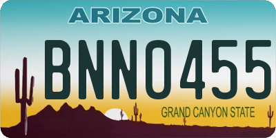 AZ license plate BNN0455