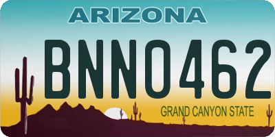 AZ license plate BNN0462