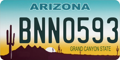 AZ license plate BNN0593