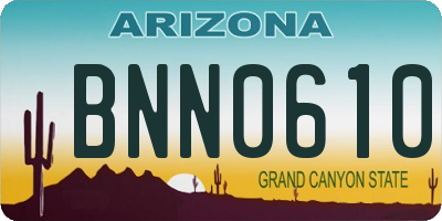 AZ license plate BNN0610