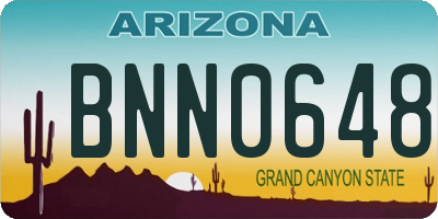 AZ license plate BNN0648