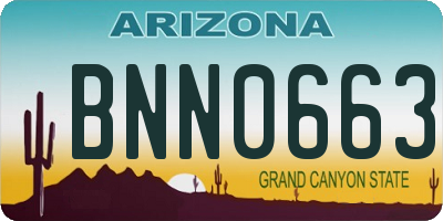 AZ license plate BNN0663