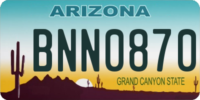 AZ license plate BNN0870