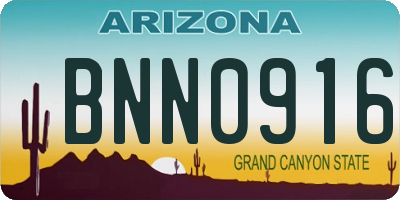 AZ license plate BNN0916