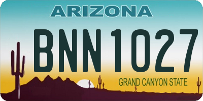 AZ license plate BNN1027