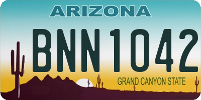AZ license plate BNN1042