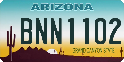 AZ license plate BNN1102