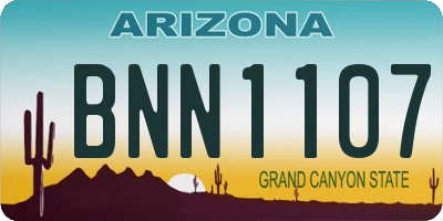 AZ license plate BNN1107
