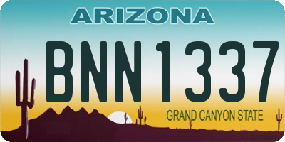 AZ license plate BNN1337