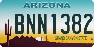 AZ license plate BNN1382