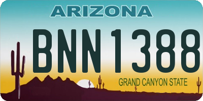 AZ license plate BNN1388