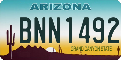AZ license plate BNN1492