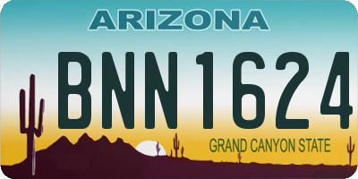 AZ license plate BNN1624