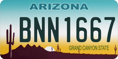 AZ license plate BNN1667
