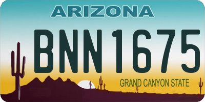 AZ license plate BNN1675