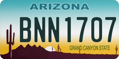 AZ license plate BNN1707