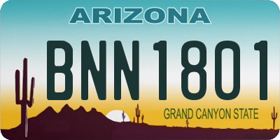 AZ license plate BNN1801