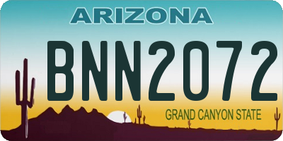 AZ license plate BNN2072